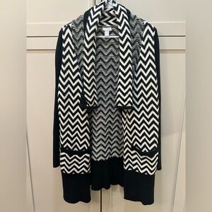 Chico’s-Black and White Chevron Women Sweater- size 1